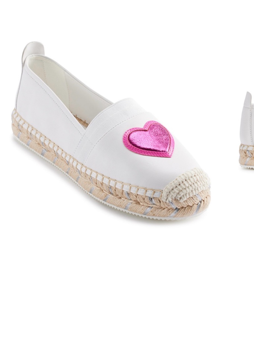 NWT White Espadrille Slip-On with Pink Heart Accent
